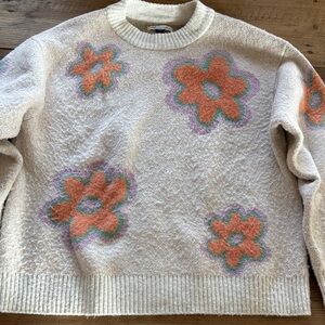 American Eagle Outfitters Floral Beige Sweater
